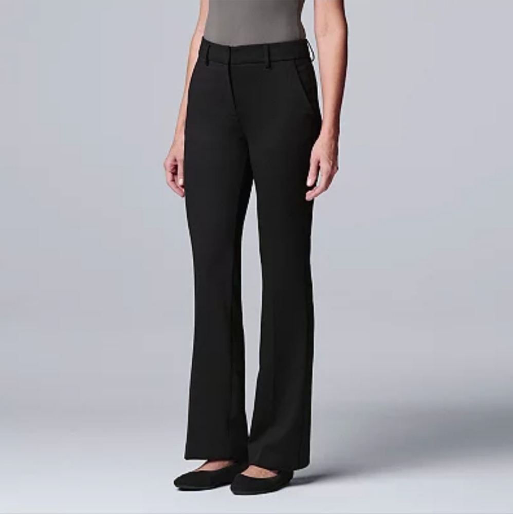 Women's Simply Vera Vera Wang High-Waisted Flare Trouser Pants Black